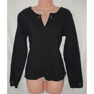 NEW NWT Black Sz Small Embroidered Roomy Oversized Cotton Shirt LEMON GRASS